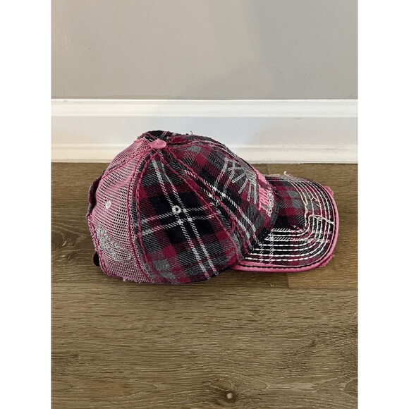 True Religion World Tour Buddha Hat Black Distressed Leather Strapback Adjustabl main image 5